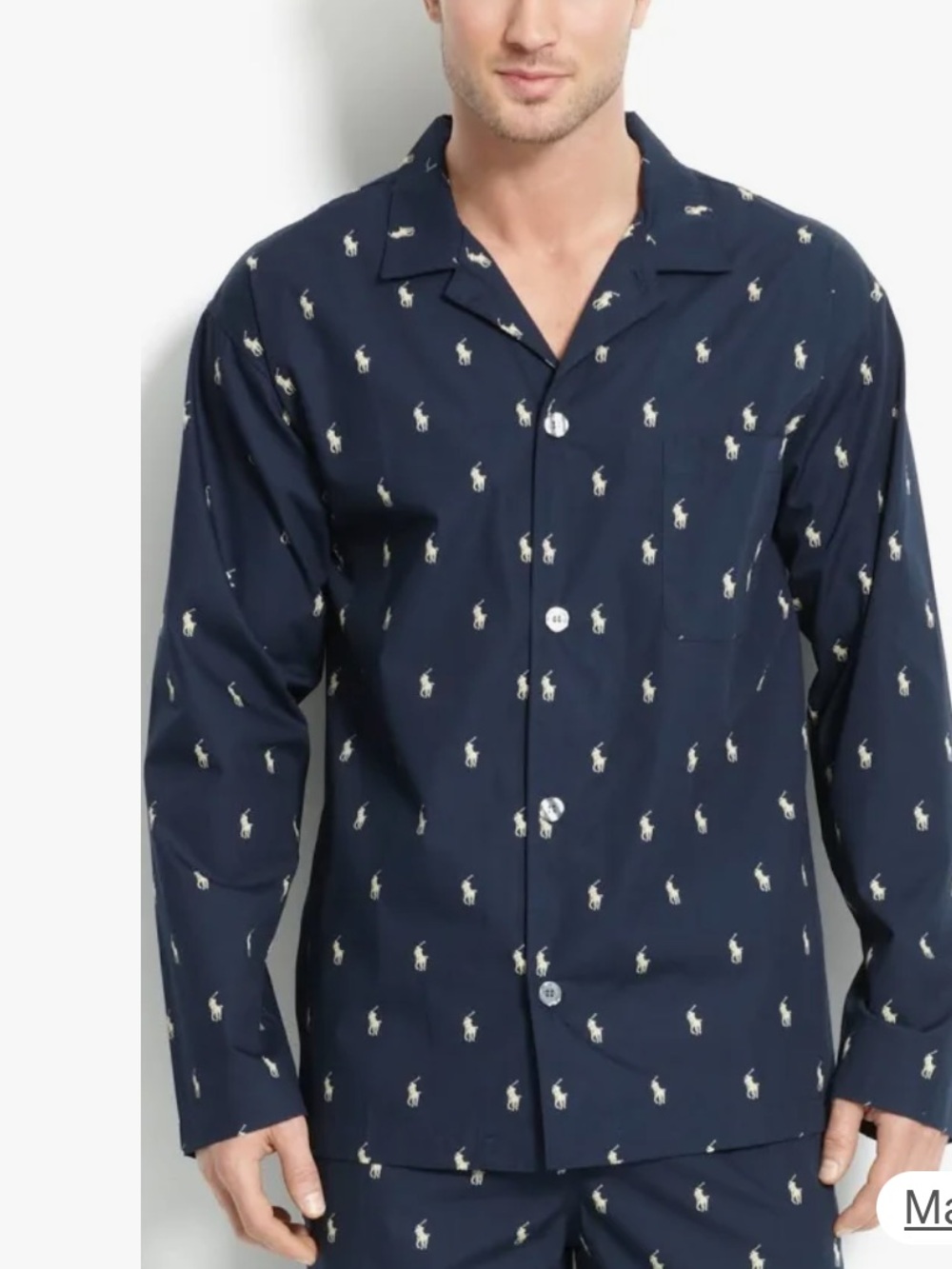 Polo Ralph Lauren Men's Polo Player Long Sleeve Pajama Shirt 1XT EUC